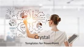  Presentation with collaborative ideas - PPT theme featuring brain drawing - lady boss draw some ideas background and a lemonade colored foreground