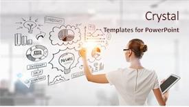  Presentation with ideas - Amazing PPT theme having brain drawing - lady boss draw some ideas backdrop and a lemonade colored foreground