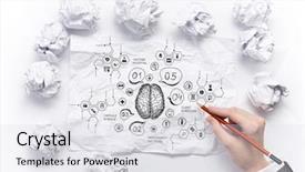  Presentation with sketching - Slide set enhanced with brain drawing - woman sketching ideas on paper background and a light gray colored foreground