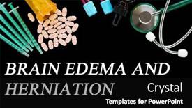  Presentation with medical brain - Slide set enhanced with brain-edema-and-herniation-text background and a black colored foreground