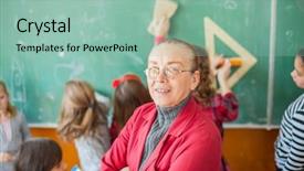  Presentation with students - Theme consisting of brain elementary school - teacher with her students background and a  colored foreground