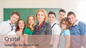  Presentation with teacher - Theme consisting of brain elementary school - teacher with her students background and a coral colored foreground