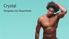  Presentation with afro - PPT layouts with think strong - afro american shirtless man showing background and a  colored foreground