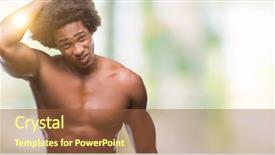  Presentation with body heat transfer - PPT layouts with shirtless man showing nude body background and a  colored foreground