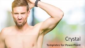  Presentation with chest - Cool new theme with think strong - handsome shirtless man showing nude backdrop and a lemonade colored foreground