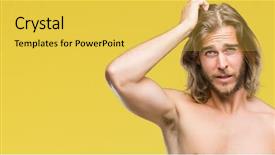  Presentation with long hair man - Beautiful presentation theme featuring long hair showing sexy body backdrop and a  colored foreground