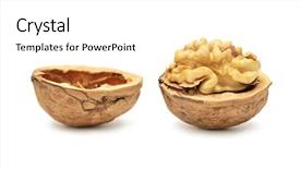  Presentation with walnut - Colorful PPT theme enhanced with brain food - walnut isolated on a white backdrop and a white colored foreground