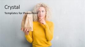  Presentation with open bible over grunge sandstone - Slides consisting of brain food - young blonde woman over grunge background and a  colored foreground