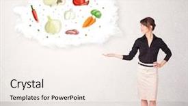  Presentation with cloud - Presentation theme enhanced with brain food - young girl presenting nutritional cloud background and a sky blue colored foreground