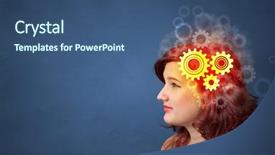  Presentation with gears - Amazing presentation having brain function - portrait with gears and brainstorming backdrop and a ocean colored foreground