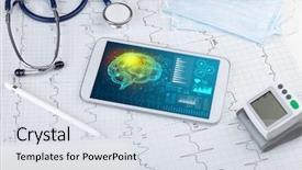  Presentation with medical brain - Cool new PPT theme with brain functionality report with medical backdrop and a  colored foreground