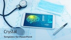  Presentation with medical brain - Theme featuring brain functionality report with medical background and a light blue colored foreground