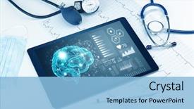  Presentation with medical brain - PPT theme with brain functionality report with medical background and a light blue colored foreground