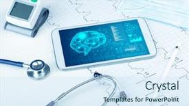  Presentation with medical devices - PPT layouts consisting of brain functionality report with medical background and a sky blue colored foreground
