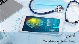  Presentation with medical brain - Colorful slides enhanced with brain functionality report with medical backdrop and a light blue colored foreground