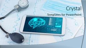  Presentation with medical brain - Amazing presentation theme having brain functionality report with medical backdrop and a light blue colored foreground