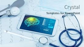  Presentation with medical devices - Presentation consisting of brain functionality report with medical devices background and a sky blue colored foreground