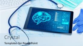  Presentation with medical devices - PPT theme enhanced with brain functionality report with medical devices background and a light blue colored foreground