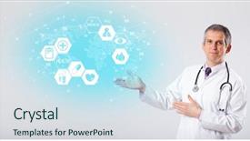  Presentation with medical concept - Cool new presentation design with brain funtional connectivity - middle aged professional doctor backdrop and a  colored foreground