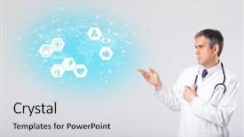  Presentation with medical concept - Slide deck with brain funtional connectivity - middle aged professional doctor background and a light gray colored foreground