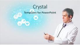  Presentation with medical concept - Presentation theme having brain funtional connectivity - middle aged professional doctor background and a sky blue colored foreground