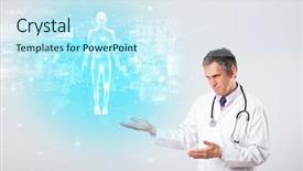  Presentation with aged map - Presentation theme having brain funtional connectivity - middle aged scientist with full background and a  colored foreground