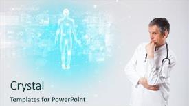  Presentation with aged map - Amazing presentation design having brain funtional connectivity - middle aged scientist with full backdrop and a sky blue colored foreground