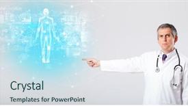  Presentation with aged map - PPT layouts enhanced with brain funtional connectivity - middle aged scientist with full background and a  colored foreground