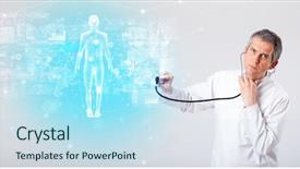  Presentation with aged map - Slide deck featuring brain funtional connectivity - middle aged scientist with full background and a  colored foreground