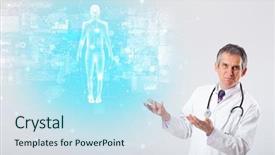  Presentation with aged map - Slides featuring brain funtional connectivity - middle aged scientist with full background and a  colored foreground