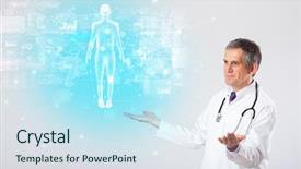  Presentation with aged map - Amazing presentation design having brain funtional connectivity - middle aged scientist with full backdrop and a sky blue colored foreground