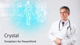  Presentation with aged map - Slide set having brain funtional connectivity - middle aged scientist with full background and a white colored foreground