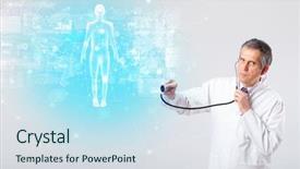  Presentation with aged map - Audience pleasing presentation consisting of brain funtional connectivity - middle aged scientist with full backdrop and a sky blue colored foreground