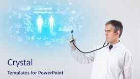  Presentation with investigate - Presentation theme consisting of brain funtional connectivity - professional researcher investigate the results background and a sky blue colored foreground