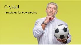  Presentation with soccer - Presentation theme consisting of brain sports - handsome senior man holding soccer background and a yellow colored foreground