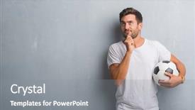  Presentation with grey - Cool new presentation theme with holding soccer football ball serious backdrop and a gray colored foreground