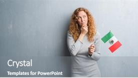  Presentation with mexico flag - Colorful PPT layouts enhanced with brain green - young redhead woman over grey backdrop and a gray colored foreground