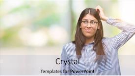  Presentation with beautiful hispanic woman - Audience pleasing presentation consisting of brain green background - young beautiful hispanic business woman backdrop and a  colored foreground