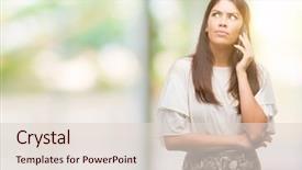  Presentation with smartphone - Colorful presentation enhanced with brain green background - young beautiful hispanic using smartphone backdrop and a  colored foreground