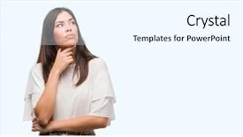  Presentation with beautiful hispanic woman - Cool new PPT layouts with brain green background - young beautiful hispanic woman serious backdrop and a  colored foreground