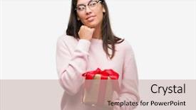  Presentation with young woman diagnosis of sti - Theme enhanced with brain green background - young hispanic woman holding background and a  colored foreground