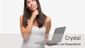  Presentation with brain computer - PPT theme featuring brain green background - young hispanic woman using computer background and a  colored foreground