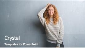  Presentation with grey - Slides having brain green background - young redhead woman over grey background and a  colored foreground