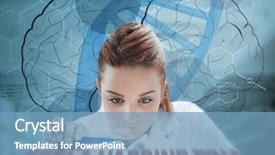  Presentation with futuristic - Slide deck featuring brain infection - scientist pouring liquid into erlenmeyer background and a teal colored foreground