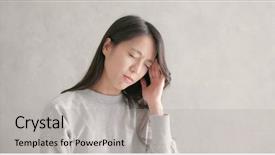  Presentation with feeling useless - Beautiful PPT layouts featuring brain injury - asian woman feeling headache backdrop and a light gray colored foreground