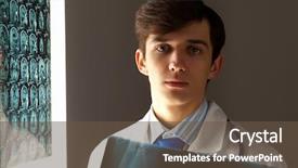  Presentation with dental x ray - Presentation theme having brain injury - image of male doctor holding background and a tawny brown colored foreground