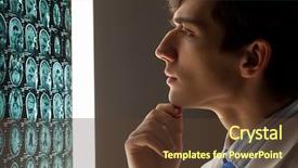  Presentation with neck x ray - Theme with brain injury - image of male doctor looking background and a tawny brown colored foreground