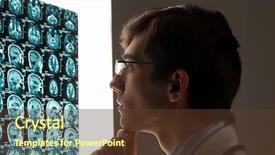  Presentation with dental x ray - Slide deck featuring brain injury - image of male doctor looking background and a tawny brown colored foreground