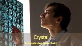  Presentation with microwave imaging image of modern - Theme consisting of brain injury - image of male doctor pointing background and a tawny brown colored foreground