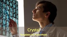  Presentation with brain injury - Cool new PPT theme with brain injury - image of male doctor pointing backdrop and a tawny brown colored foreground